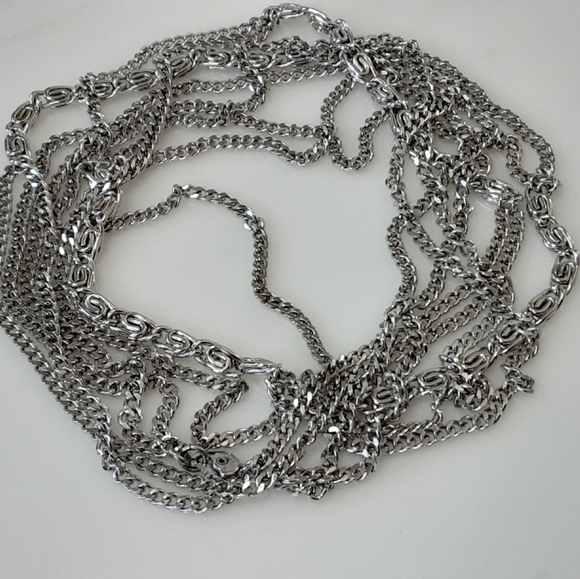 MONET Fancy Paper Clip Pat Pend. Silver Tone Chain Link Necklace - Picture 4 of 7